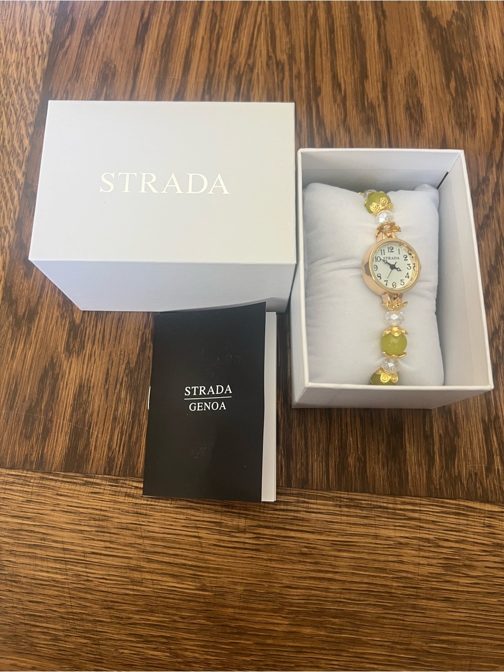 Strada Medical Alert Bracelet Watch – Green Beaded Stretch Band – New
